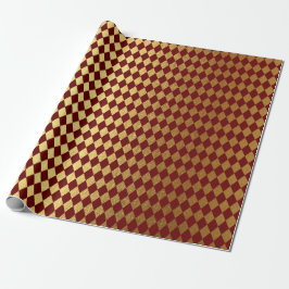 Bourgogne rood goud Royal Chessboard Diamond Cut Cadeaupapier