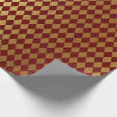 Bourgogne rood goud Royal Chessboard Diamond Cut Cadeaupapier (Hoek)