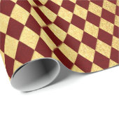Bourgogne rood goud Royal Chessboard Diamond Cut Cadeaupapier (Rol Hoek)