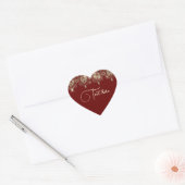 Bourgogne rood gouden kant elegante sprankelende l hart sticker (Envelop)