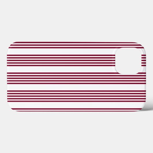 Bourgogne rood met wit vijfstrips Case-Mate iPhone case (Achterkant (horizontaal))