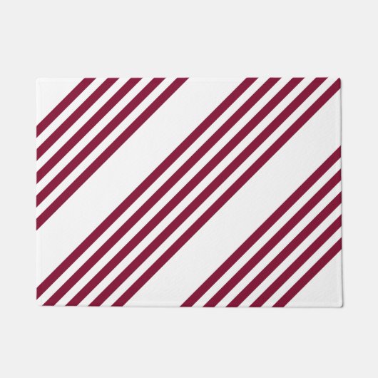 Bourgogne rood met wit vijfstrips deurmat (Voorkant)