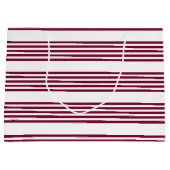 Bourgogne rood met wit vijfstrips groot cadeauzakje (Voorkant)