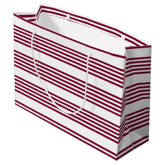 Bourgogne rood met wit vijfstrips groot cadeauzakje (Achterkant Gekanteld)