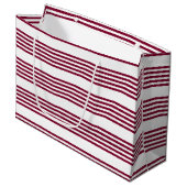 Bourgogne rood met wit vijfstrips groot cadeauzakje (Voorkant Gekanteld)
