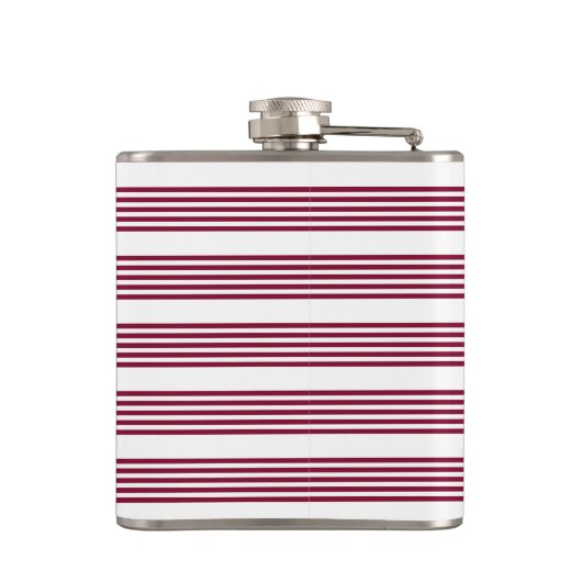 Bourgogne rood met wit vijfstrips heupfles (Achterkant)