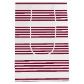 Bourgogne rood met wit vijfstrips medium cadeauzakje (Achterkant)