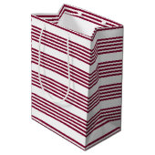 Bourgogne rood met wit vijfstrips medium cadeauzakje (Achterkant Gekanteld)