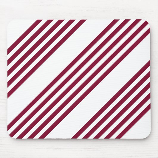 Bourgogne rood met wit vijfstrips muismat (Voorkant)