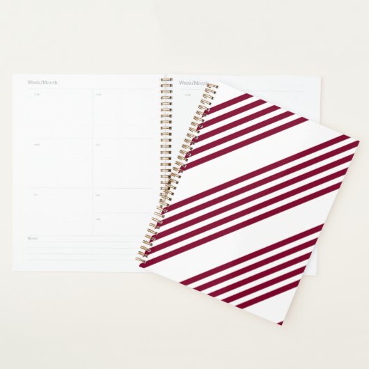 Bourgogne rood met wit vijfstrips planner (Display)