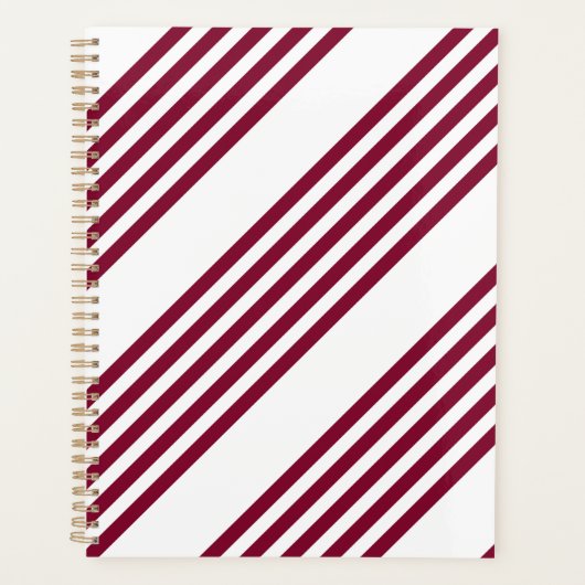 Bourgogne rood met wit vijfstrips planner (Voorkant)