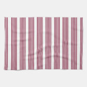 Bourgogne rood met wit vijfstrips theedoek (Horizontaal)