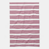 Bourgogne rood met wit vijfstrips theedoek (Verticaal)
