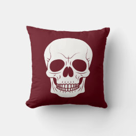 Bourgogne rood met witte schedel Spooky Halloween Kussen