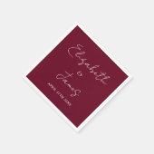 Bourgogne Rood Modern Minimalistisch Script Weddin Servet (Hoek)