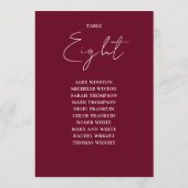 Bourgogne Rood Moderne Zitting Grafiek Tafelnummer (Achterkant)