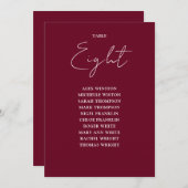 Bourgogne Rood Moderne Zitting Grafiek Tafelnummer (Voorkant / Achterkant)