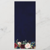 Bourgogne Rood Navy Blauw Waterverf Floral Boho Menu (Achterkant)