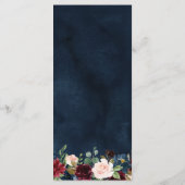 Bourgogne Rood Navy Blauw Waterverf Floral Boho Menu (Achterkant)