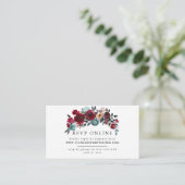 Bourgogne Rood Roze Bloemen Bruiloft Website RSVP Informatiekaartje (Staand voorkant)