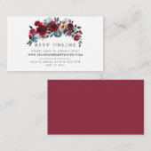 Bourgogne Rood Roze Bloemen Bruiloft Website RSVP Informatiekaartje (Voorkant / Achterkant)