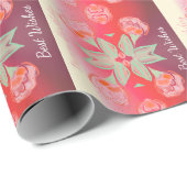 Bourgogne rood roze en Sinaasappel bloemen Cadeaupapier (Rol Hoek)