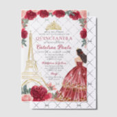 Bourgogne Rood Roze Goud Tiara Paris Quinceañera Vellum Uitnodigingen (Offset (Uitnodiging))