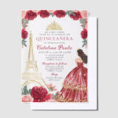 Bourgogne Rood Roze Goud Tiara Paris Quinceañera Vellum Uitnodigingen (Offset)