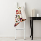 Bourgogne Rood Sinaasappel Bloemen Herfst Patroon  Sherpa Deken (In situ)