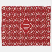 Bourgogne Rood & Wit Abstract Kerstmis Sneeuwvlokk Fleece Deken (Voorkant (Horizontaal))