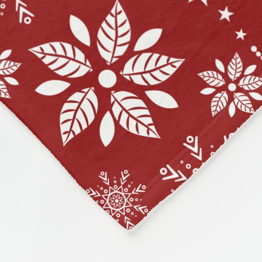 Bourgogne Rood & Wit Abstract Kerstmis Sneeuwvlokk Fleece Deken (Hoek)