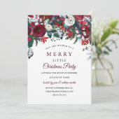 Bourgogne Rood Wit Bloemen Kerstfeest Kaart (Staand voorkant)