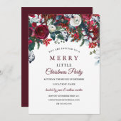 Bourgogne Rood Wit Bloemen Kerstfeest Kaart (Voorkant / Achterkant)