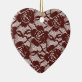 Bourgogne rood wit kant bloemig keramisch ornament (Rechts)