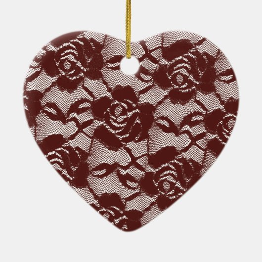 Bourgogne rood wit kant bloemig keramisch ornament (Achterkant)