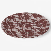 Bourgogne rood wit kant bloemig papieren bordje (Gekanteld)