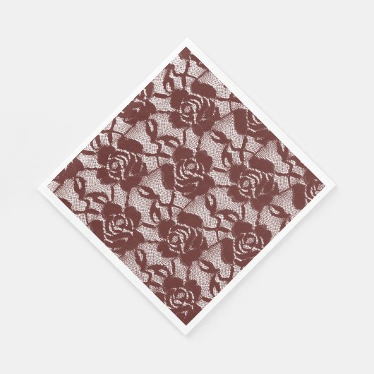 Bourgogne rood wit kant bloemig servet (Hoek)