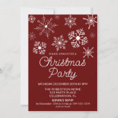 Bourgogne Rood Wit Sneeuwvlokken Kerstfeest Kaart (Voorkant)