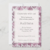 Bourgogne Rood Zilver Bloemen Verjaardag Kaart (Voorkant)