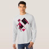 Bourgogne Rood Zwart Abstract Geometrische MCM Loo T-shirt (Voorkant volledig)