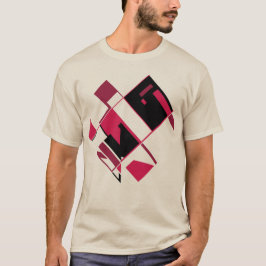 Bourgogne Rood Zwart Geometrische Vormen MCM Look T-shirt
