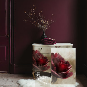 Bourgogne Roos, & beige, Close-Up Flower Tissuepapier