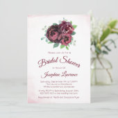 Bourgogne Roos Bloemen Bruids Douche Uitnodigingen (Staand voorkant)