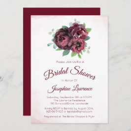 Bourgogne Roos Bloemen Bruids Douche Uitnodigingen