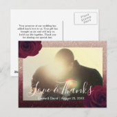 Bourgogne Roos Bloemen Trouwfoto Dank u Briefkaart (Voorkant / Achterkant)