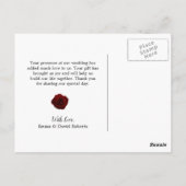 Bourgogne Roos Bloemen Trouwfoto Dank u Briefkaart (Achterkant)
