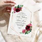 Bourgogne Roos Boheemse Bloemen Huwelijksuitnodigi Kaart