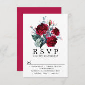 Bourgogne Roos Bruiloft RSVP Kaart, Maaltijdopties (Voorkant / Achterkant)