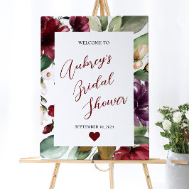 Bourgogne Roos bruiloft Welkomstbord Poster