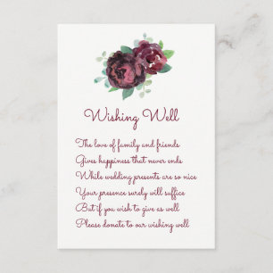 Bourgogne Roos bruiloft Wishing Well Kaarten